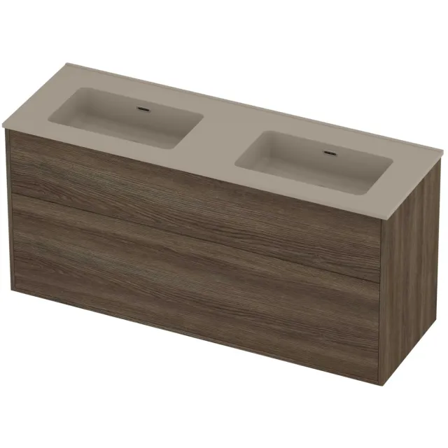 Proline Tribute Badmeubelset Porselein Elegant Dubbel 140x46x67 cm Mat Crème Cotton Vital Oak Eiken