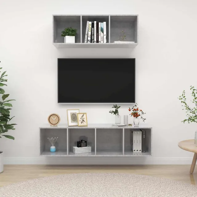 vidaXL 2-delige Tv-meubelset bewerkt hout betongrijs grijs, foto 2