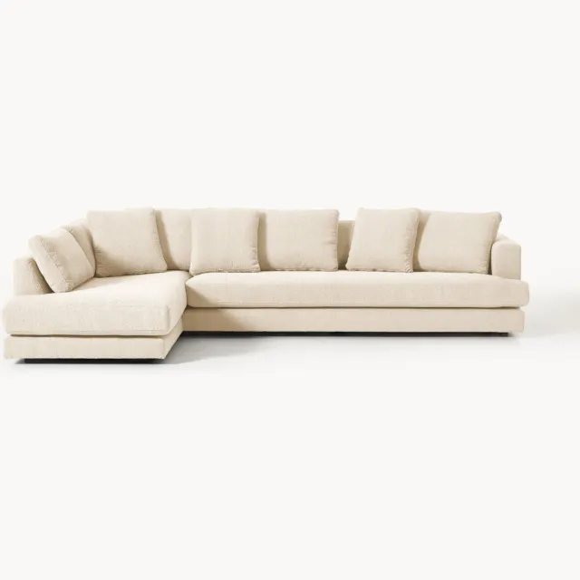 Westwing Collection Bouclé hoekbank Tribeca (4-zits) beige