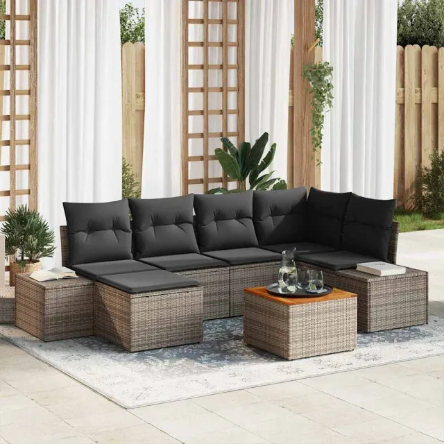 vidaXL Tuin Sofa Set 7 st Grijs