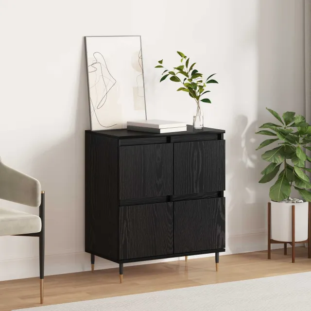 vidaXL Dressoir Zwart Eiken 60 x 35 x 70 cm, foto 2