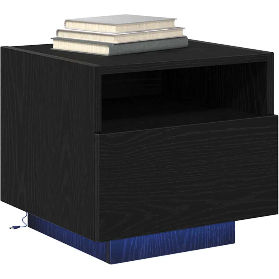 vidaXL Nachtkastje 2 st Zwart Eiken 40 x 39 x 37 cm Bewerkt hout