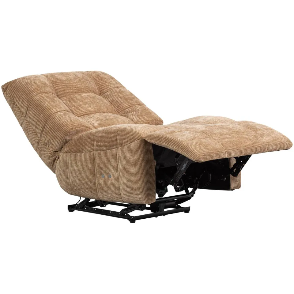 WOOOD Hein Relaxfauteuil Elektrisch - Geweven Ribstof - Lichtbruin, foto 3