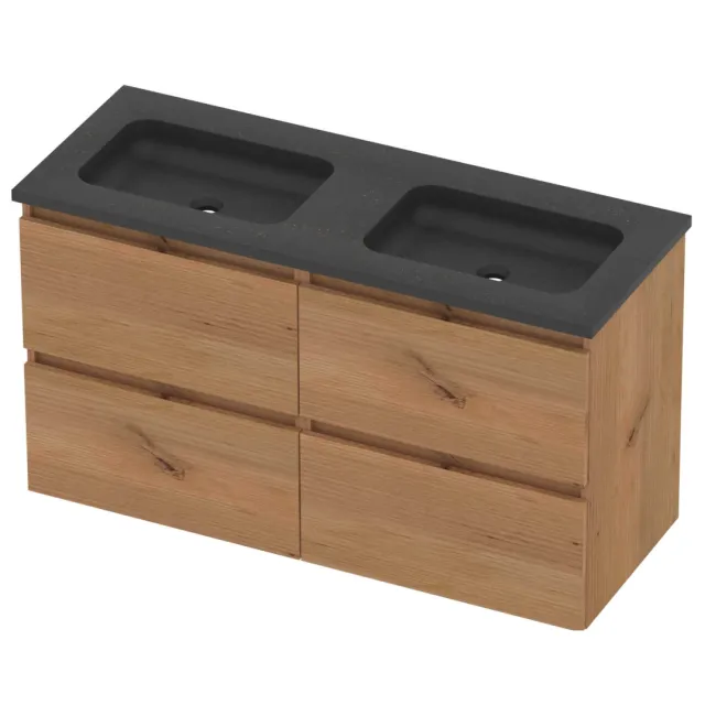Basic-Line Rocky 46 Badmeubelset Hardsteen 120x46x62 cm R46bscwo2x600 Whisky Oak Blue Stone Grijs
