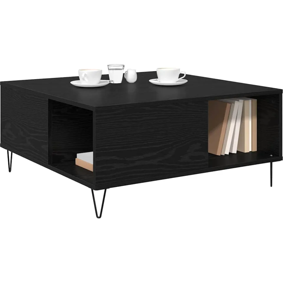 vidaXL Salontafel Zwart Eiken 80 x 80 x 36,5 cm Bewerkt hout