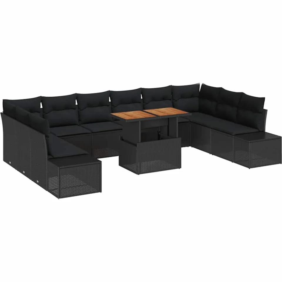 vidaXL Tuin Sofa Set 11 st Zwart Poly riet