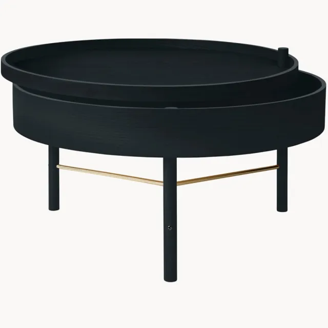Audo Copenhagen Ronde bijzettafel Turning Table met opbergruimte Zwart, Goudkleurig