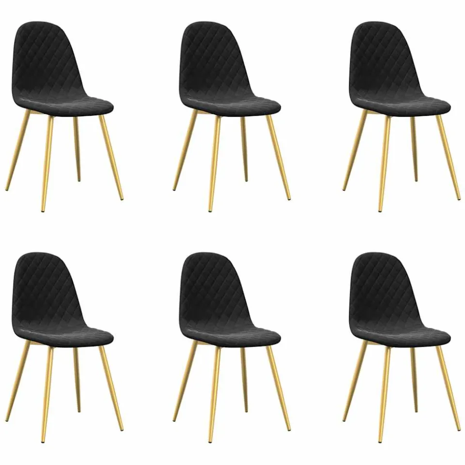 vidaXL Eetkamerstoelen 6 st fluweel zwart, foto 3
