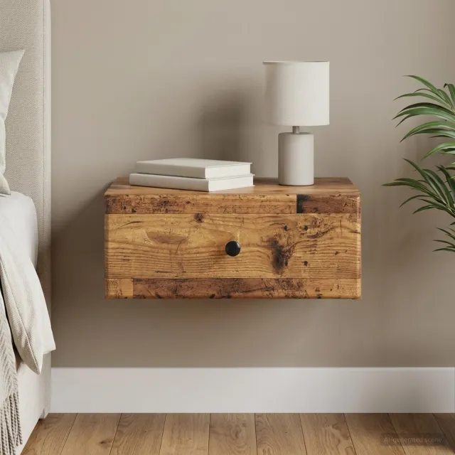 vidaXL Wandbeugel Bedkast Oud hout 49 x 34,5 x 20 cm Bewerkt hout bruin, foto 2