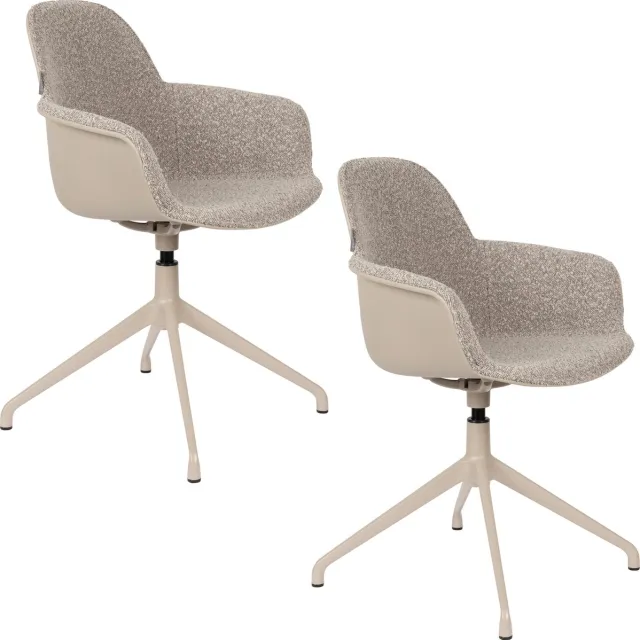 Zuiver Albert Kuip Swivel Eetkamerstoelen Armleuning Taupe - Set van 2