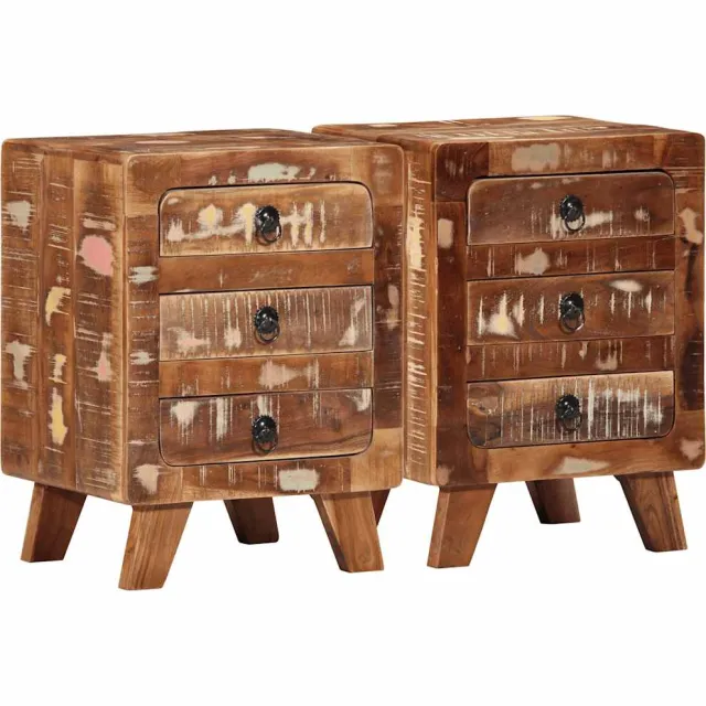 vidaXL Nachtkastje 2 st 37x32x50 cm massief gerecycled hout Bruin
