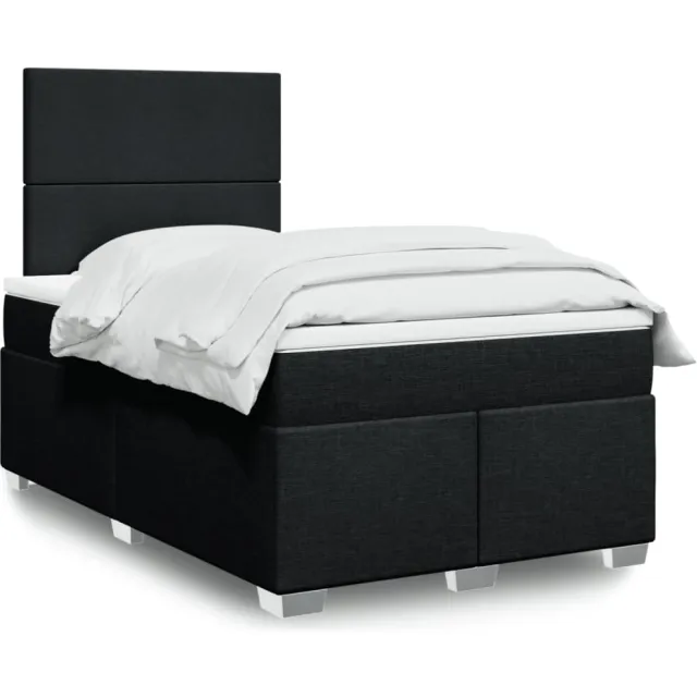 vidaXL Boxspring met matras stof zwart 120x190 cm