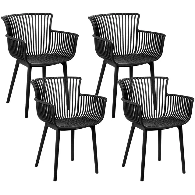 Beliani PESARO - Tuinstoel set van 4 - Zwart - Polypropyleen