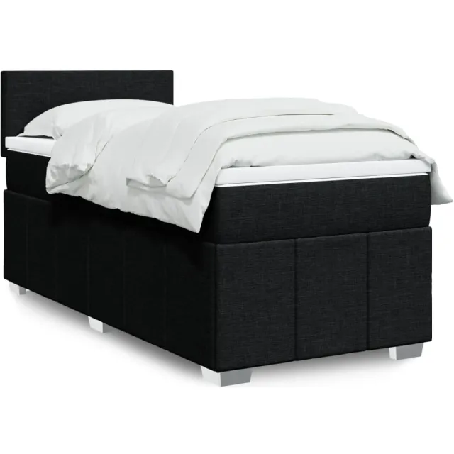 vidaXL Boxspring met matras stof zwart 90x200 cm