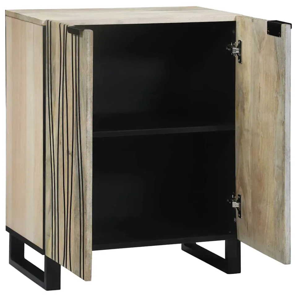 vidaXL Dressoir Wit 60 x 33 x 75 cm Massief Mango Hout, foto 2