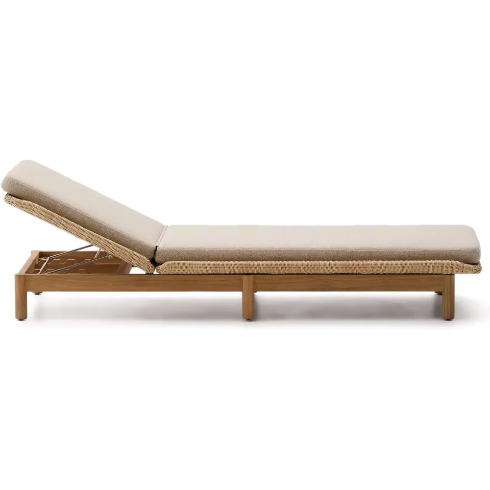 Kave Home Galea ligbed teakhout en rattan, foto 2