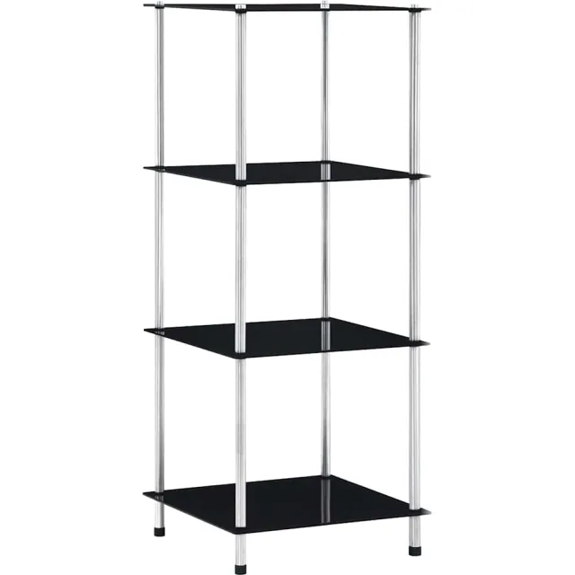 vidaXL Kastje 4-laags 40x40x100 cm gehard glas zwart, foto 2