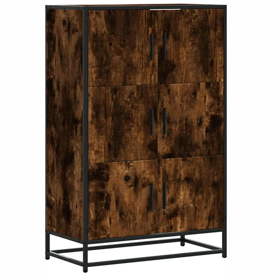 vidaXL Hoge kast 68x35x106,5 cm bewerkt hout en metaal gerookt eiken, foto 3