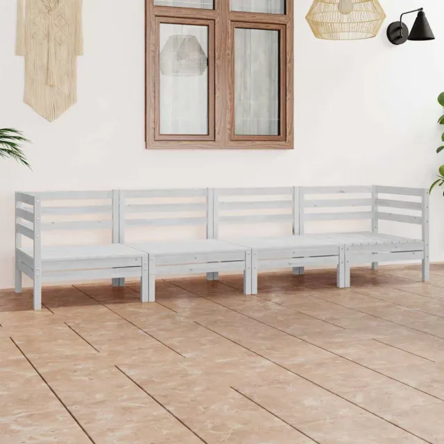 vidaXL 4-delige Loungeset massief grenenhout wit
