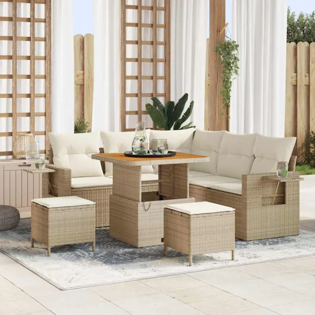 vidaXL Tuin Sofa Set 8 st Beige poly rattan, foto 2