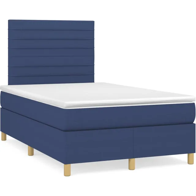vidaXL Boxspring met matras en LED stof blauw 120x190 cm