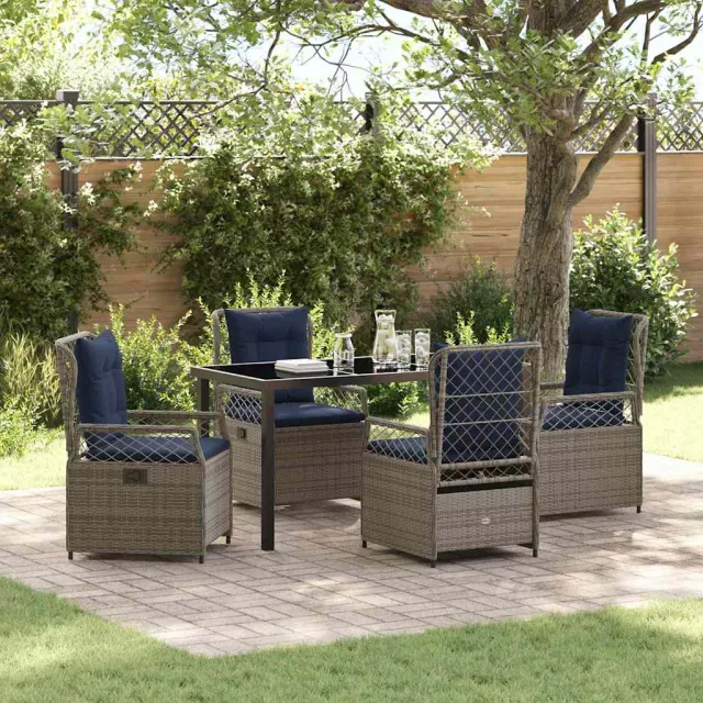 vidaXL Tuin eettafelset 5 st Grijs poly rattan, foto 2