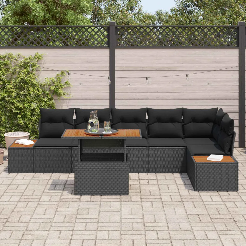 vidaXL Tuin Sofa Set 7 st Zwart Poly riet