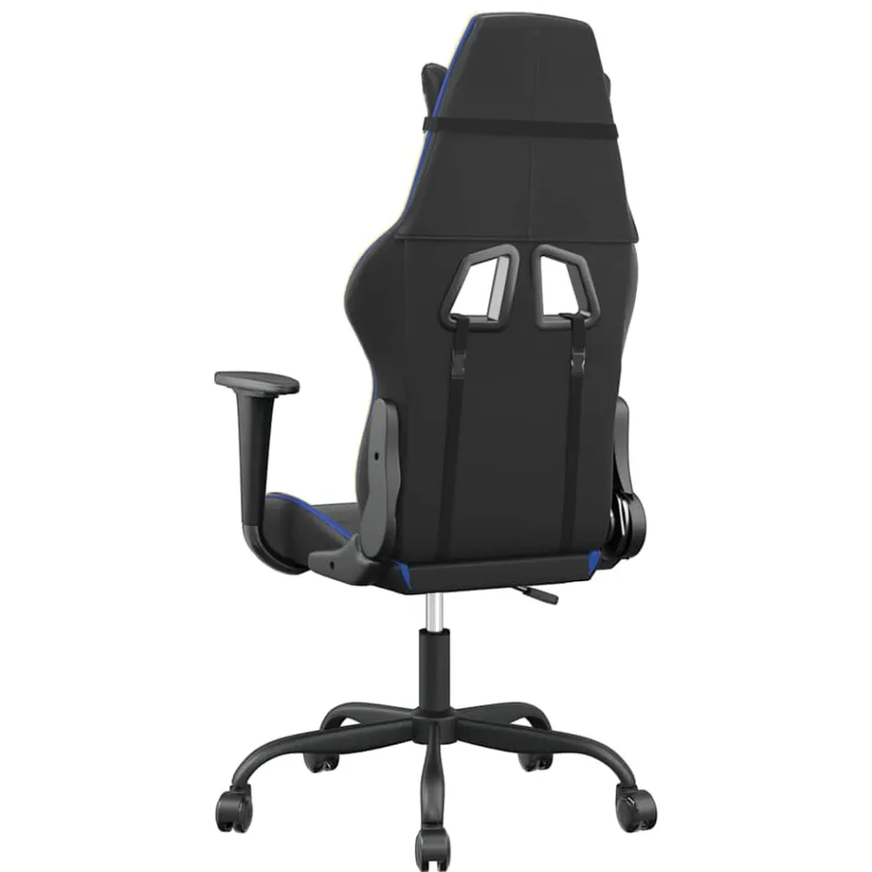 vidaXL Massage gamestoel kunstleer zwart en blauw, foto 4
