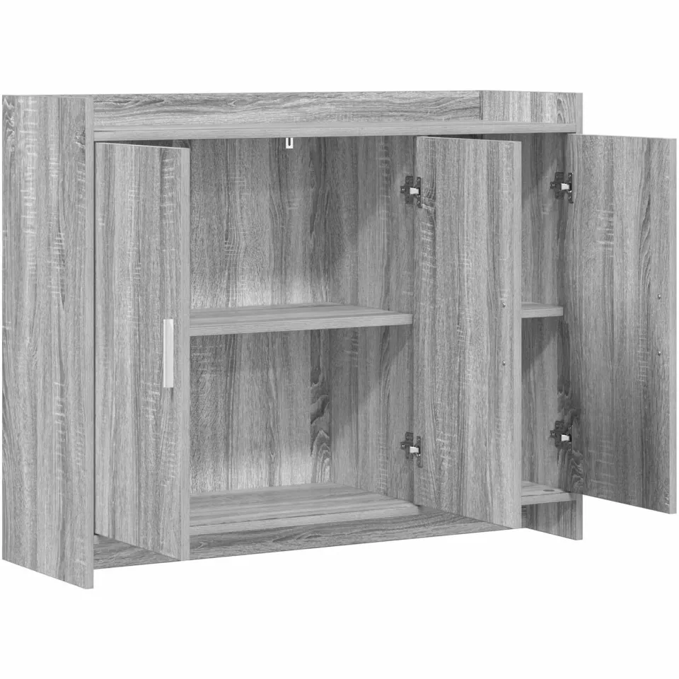 vidaXL Dressoir Grijs Sonoma 98,5 x 33 x 80 cm Bewerkt hout, foto 4
