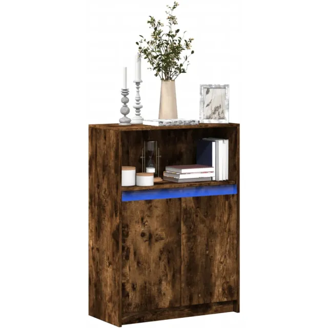 vidaXL Dressoir met LED 72x34x100 cm bewerkt hout gerookt eikenkleurig Bruin
