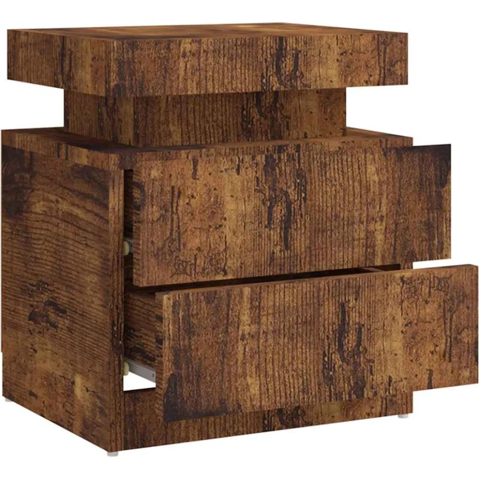 vidaXL Nachtkastje 45x35x52 cm bewerkt hout gerookt eikenkleurig, foto 4
