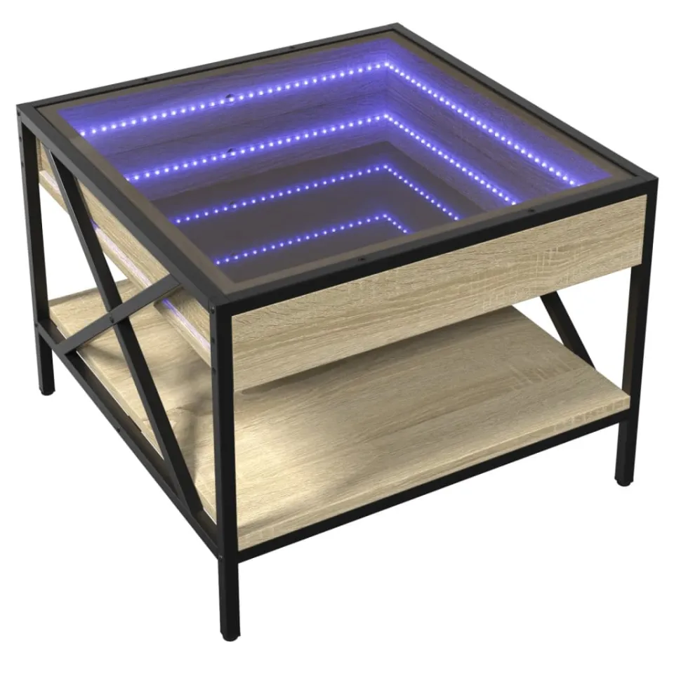 vidaXL Salontafel met Infinity LED 50x50x38 cm sonoma eikenkleurig Bruin