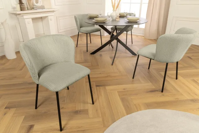 Invicta Interior Design Stoel LYON mint corduroy zwarte metalen poten - 44963 Zie omschrijving