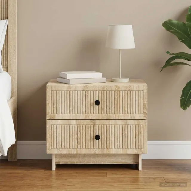 vidaXL Nachtkastje Sonoma Eiken 62 x 34,5 x 47,5 cm Bewerkt hout, foto 2