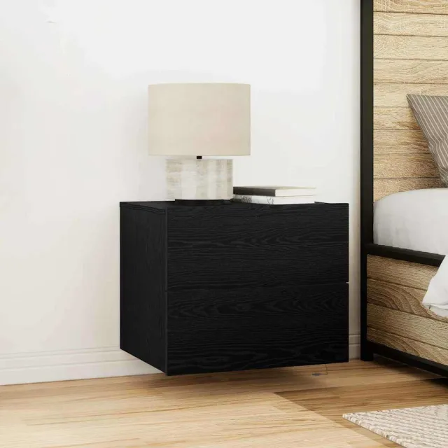 vidaXL Nachtkastje 2 st Zwart Eiken 50 x 39 x 41 cm Bewerkt hout, foto 2