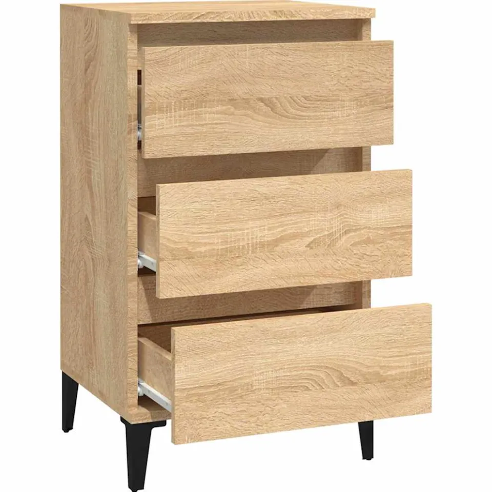 vidaXL Nachtkastje 40x35x70 cm bewerkt hout sonoma eikenkleurig, foto 4