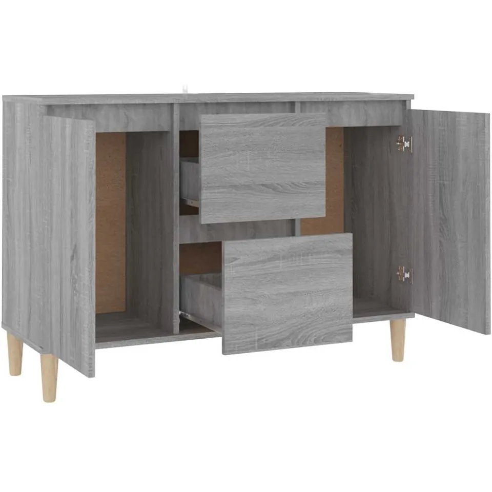 vidaXL Dressoir 101x35x70 cm bewerkt hout grijs sonoma eikenkleurig, foto 4