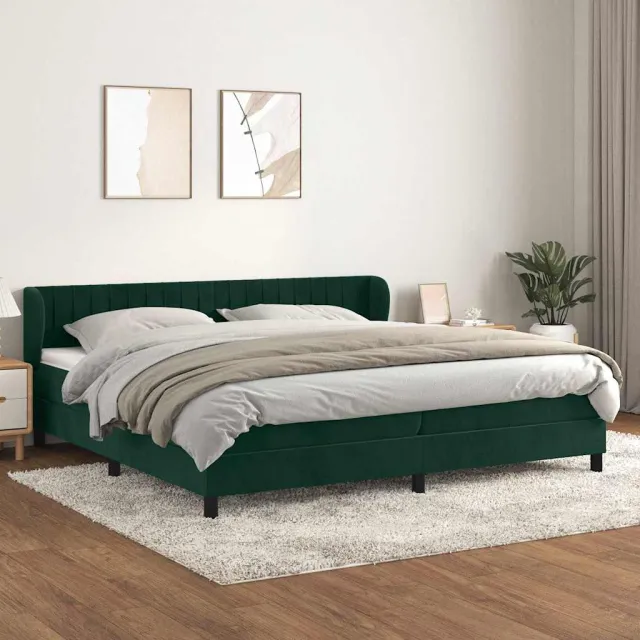vidaXL Boxspring met matras fluweel donkergroen 200x200 cm groen