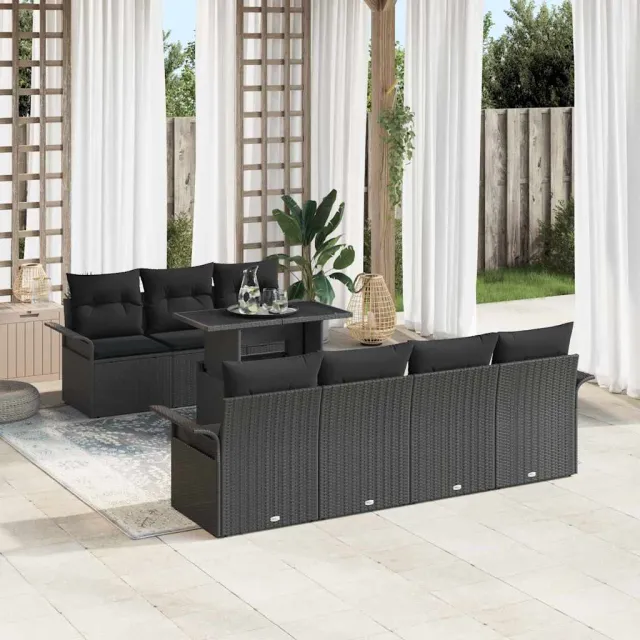 vidaXL Tuin Sofa Set 8 st Zwart poly rattan, foto 2