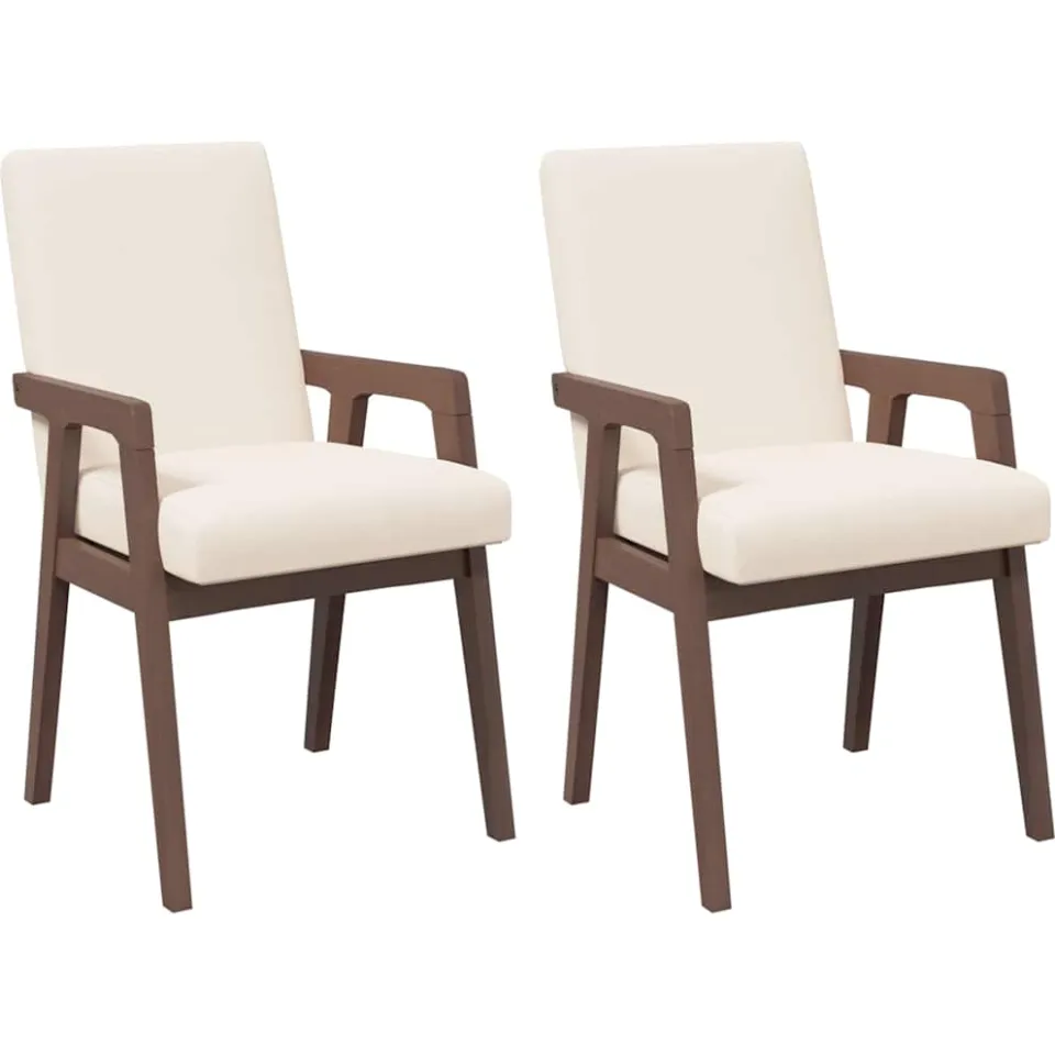vidaXL Eetkamerstoelen met kussens 2 stuks bruin massief hout rubber