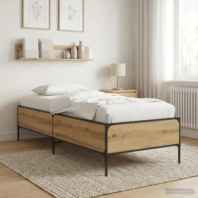 vidaXL Bedframe Artisanaal eiken 80 x 200 cm Bewerkt hout Bruin