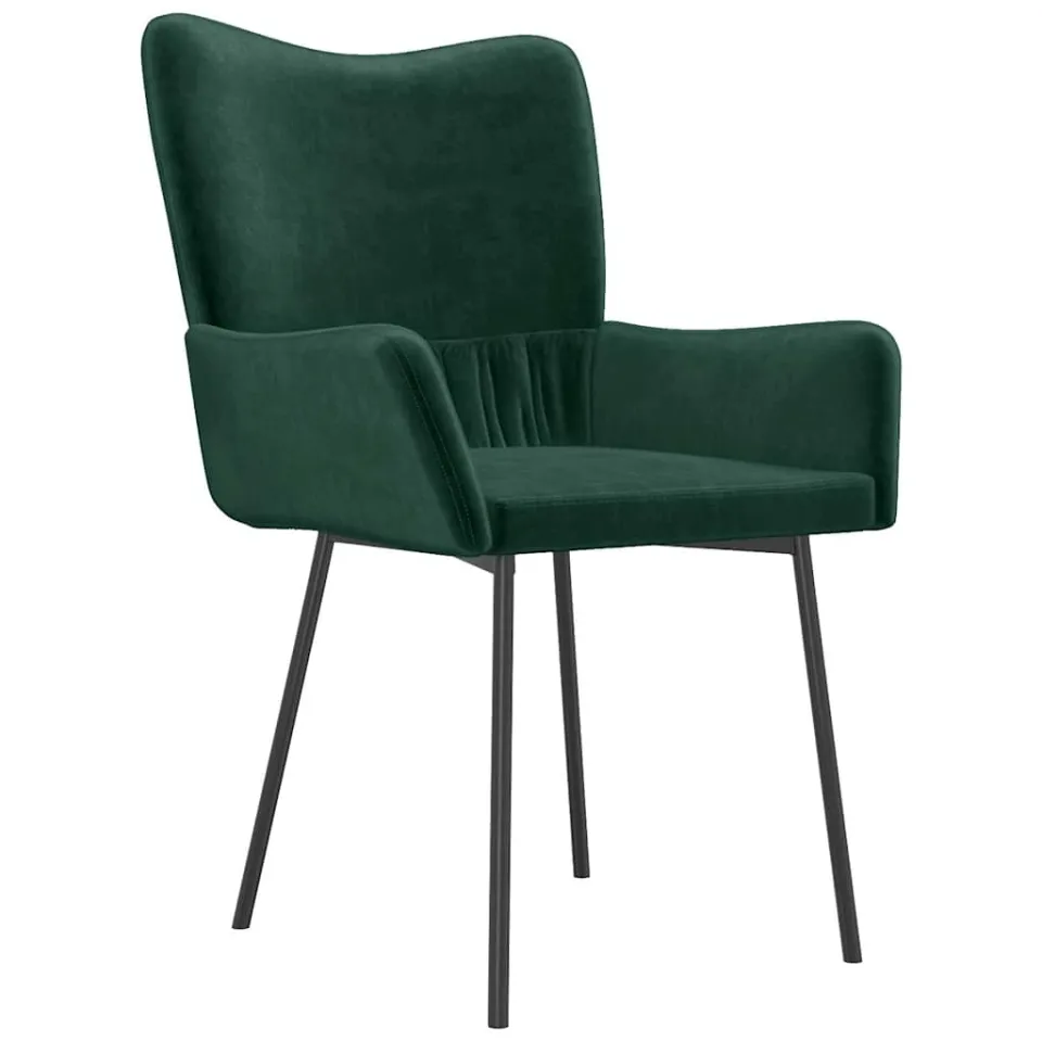 vidaXL Eetkamerstoelen 2 st fluweel donkergroen groen, foto 4