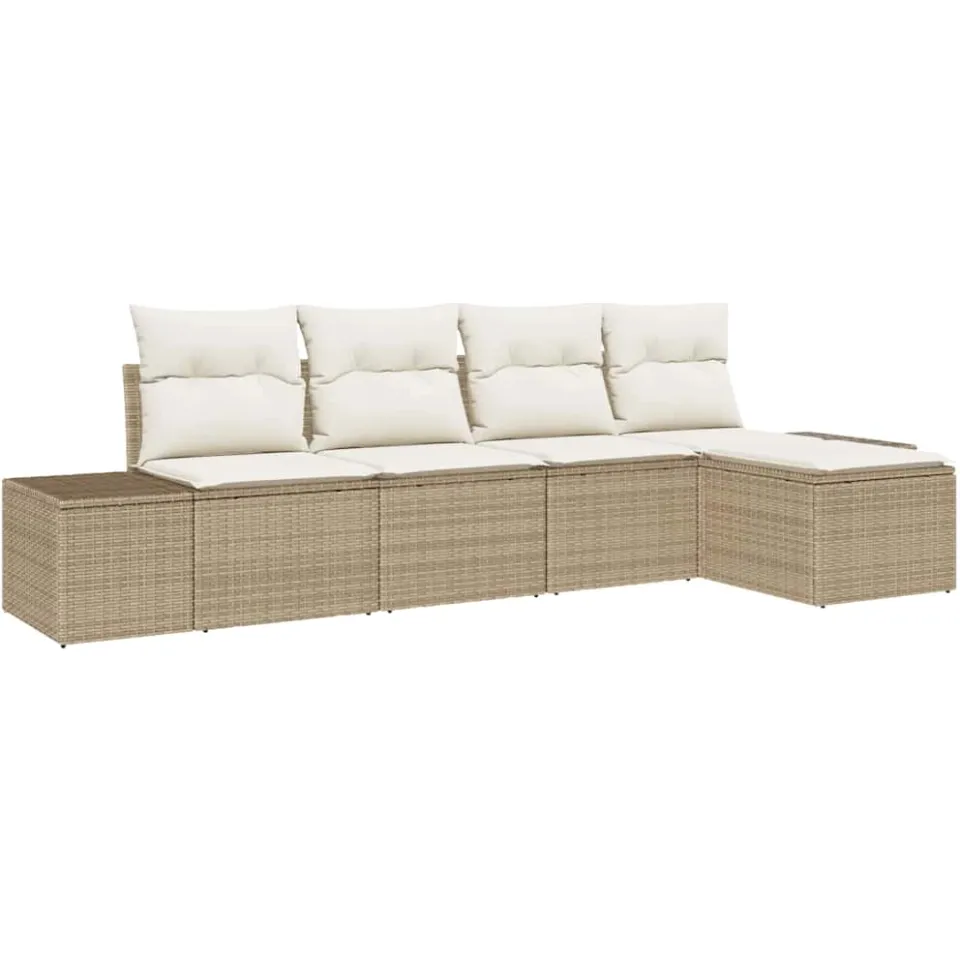 vidaXL Tuin Sofa Set 5 st Beige poly rattan