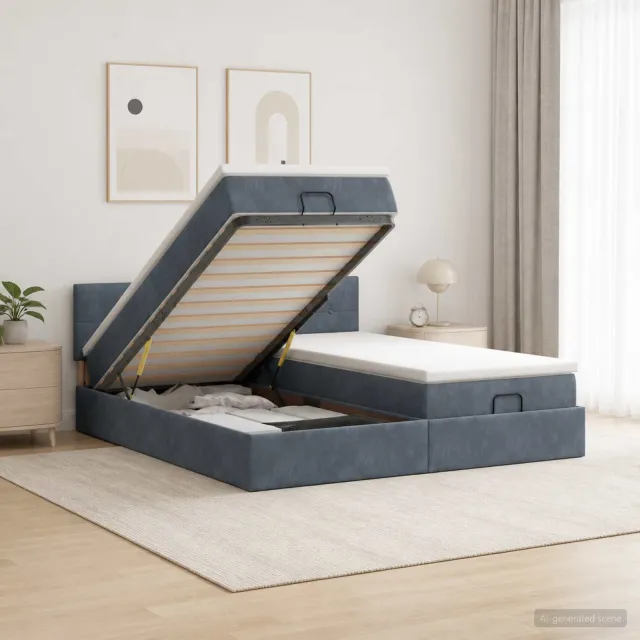 vidaXL Ottoman bed met matras met hoofdeinde 2 st Donkergrijs Fluweel