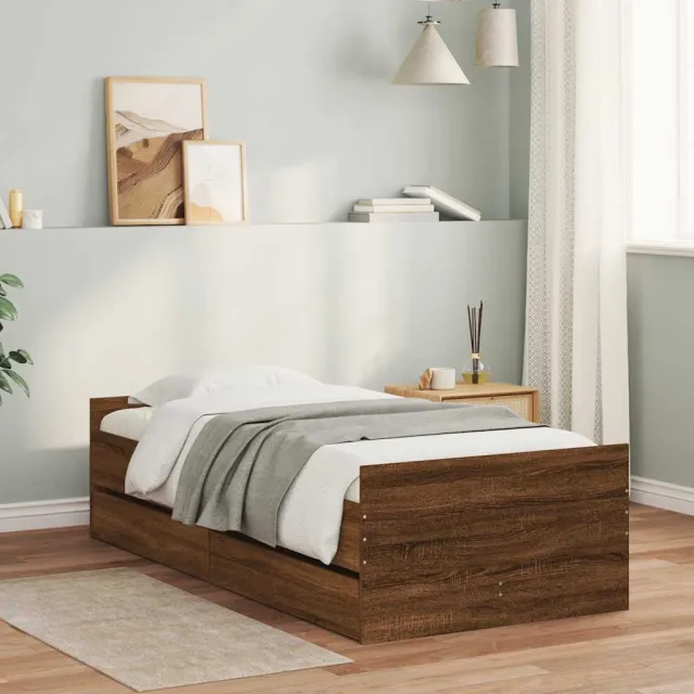 vidaXL Bedframe Brown Oak 90 x 190 cm Engineered wood