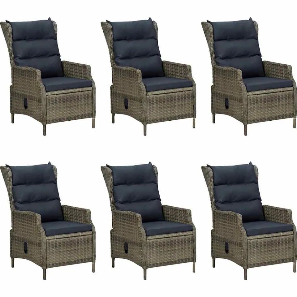 vidaXL 7-delige Tuinset met kussens poly rattan bruin