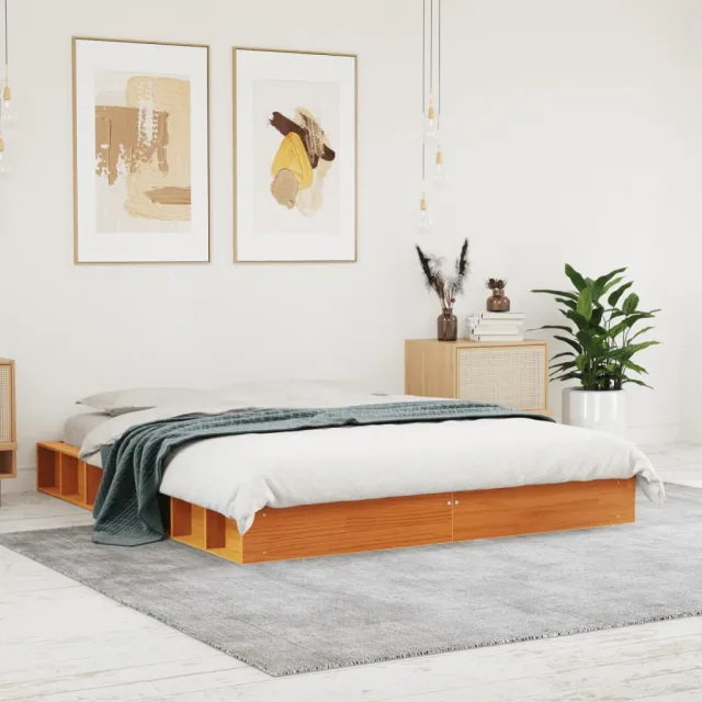 vidaXL Bedframe zonder matras massief grenenhout wasbruin 150x200 cm