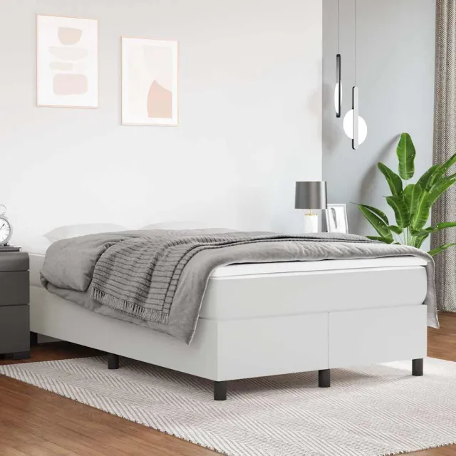 vidaXL Boxspring met matras kunstleer wit 120x200 cm