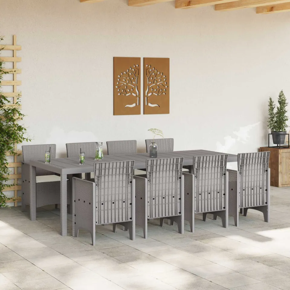 vidaXL Tuin Eetset 9 st Wit Polypropyleen, foto 3