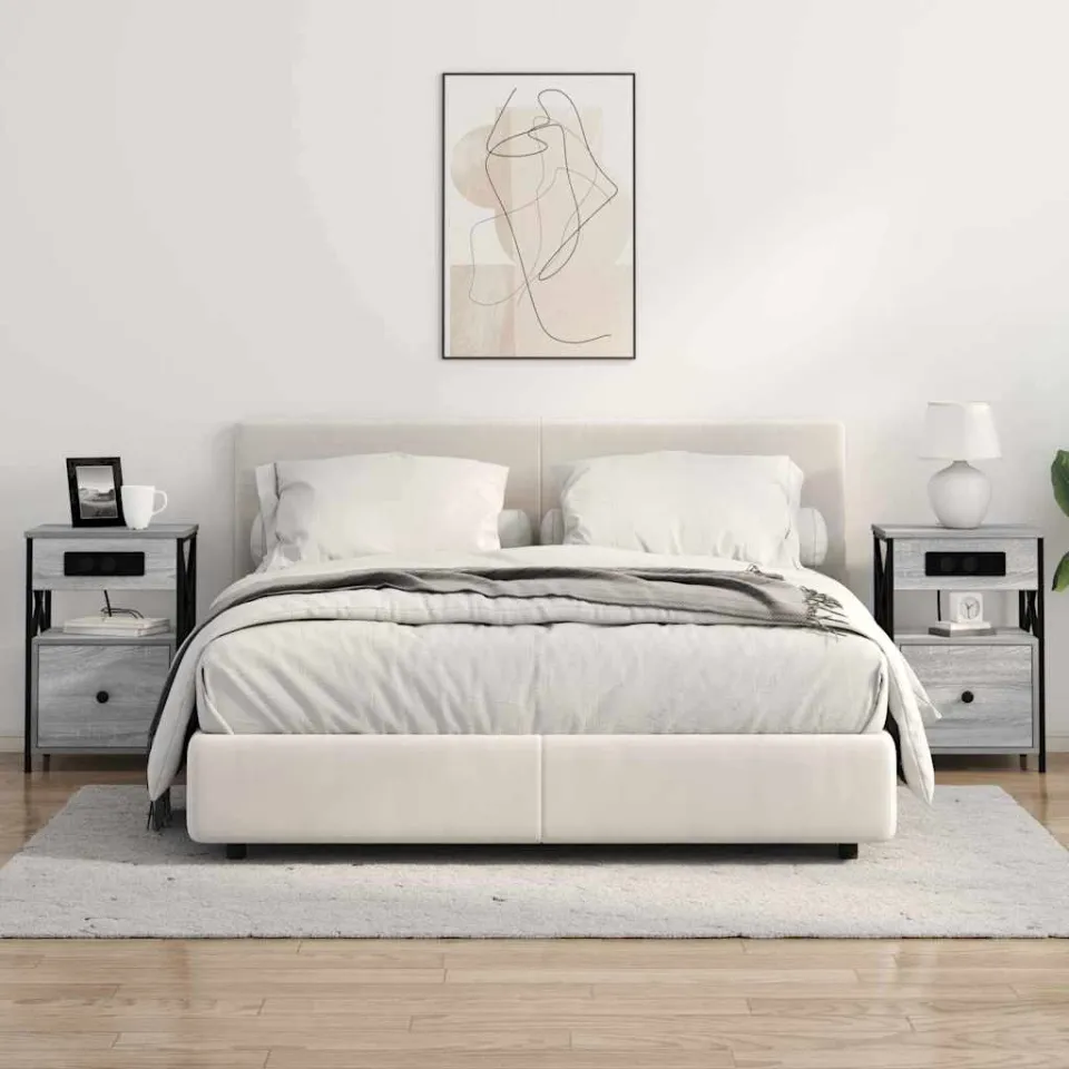 vidaXL Nachtkastje 2 st Grijs Sonoma 40 x 31 x 60 cm Bewerkt hout, foto 4